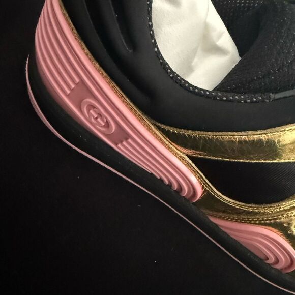 Brand new with box and dustbag Gucci Wmns Basket 'Black Gold Pink size 11 - Picture 3 of 12